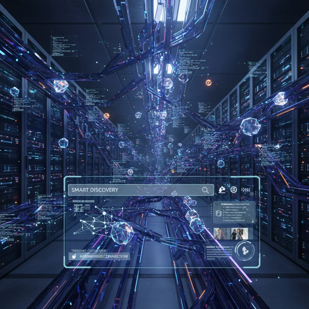 Futuristic media pipeline with crystalline data structures and intelligent search