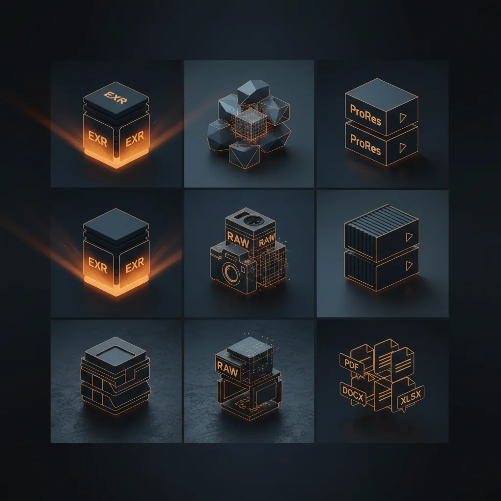 Comprehensive VFX format support including EXR, DPX, USD, and RAW camera files