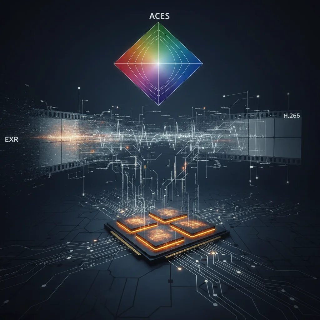 Film sequence processing pipeline converting EXR and DPX frames to playable formats
